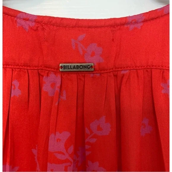 Billabong Floral Midi Wrap Dress Red Size Small - Picture 6 of 8